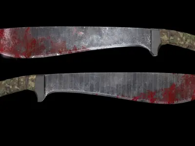Machete PBR two knives Low-poly 3D model