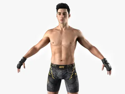 UFC MMA Fighter Character A-Pose Fur 3D model