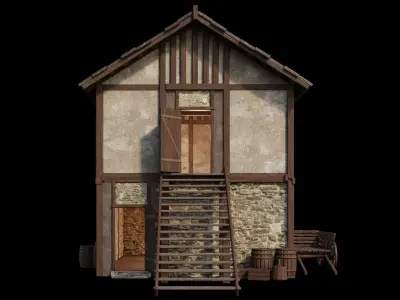 Medieval House 06 - 4K Textures Game Ready Low-poly 3D model