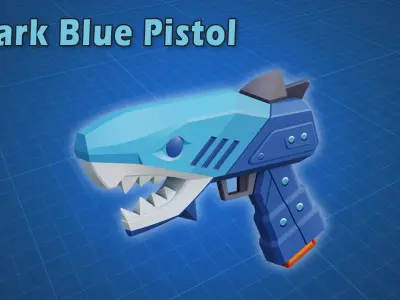 Shark Blue Pistol Game Ready 3D Model Low-poly 3D model