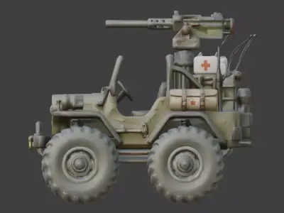 Stylized Chibi Combat Jeep 3D Model Low-poly 3D model
