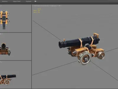 Ancient cannon Low-poly 3D model purchase