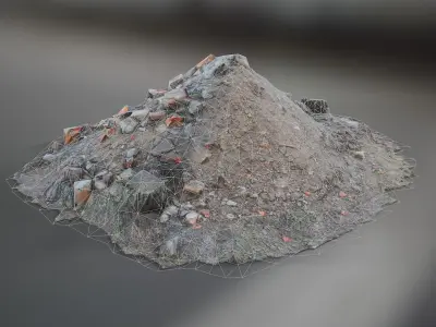 Lowpoly scan a pile of mud bricks Low-poly 3D model
