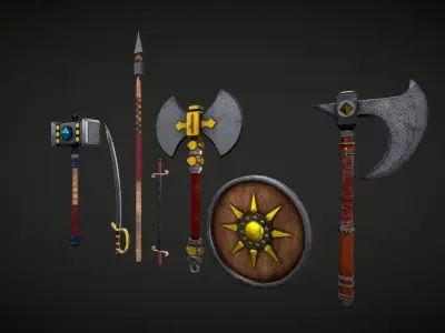 Antique Warrior Weapons Low-poly 3D model