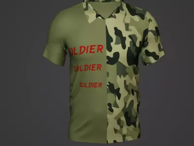 Military Soldier Clothing T-shirt Low-poly 3D model 39