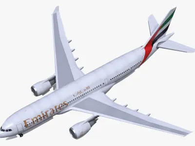 Emirates Airline Commercial Aircraft Airbus A330-200 Rigged for Maya 3D model
