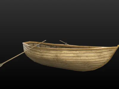 Low poly boat row Low-poly 3D model