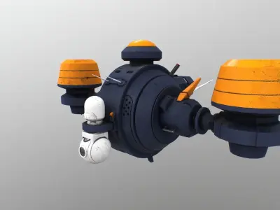 Drone orange and robot Low-poly 3D model