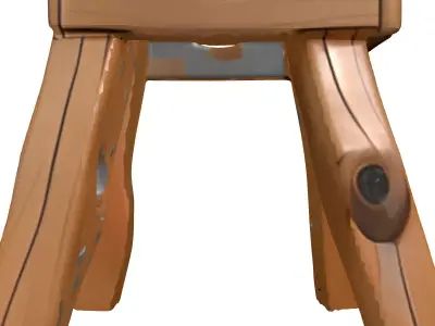 Rustic Wooden Stool PBR Low-poly 3D model