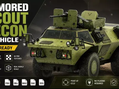 Armored Scout Recon Vehicle Military Army Game Ready Low-poly 3D model
