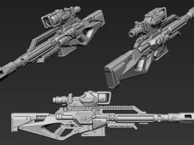 3D Printable Sci-Fi Weapon Part 1 3D model