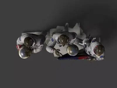 Apollo 11 astronauts statue Low-poly 3D model