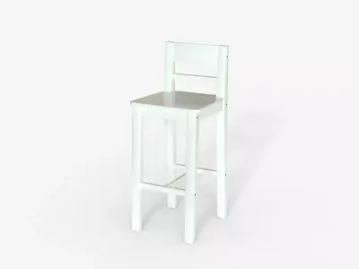 White wood Bar Chair 3D model