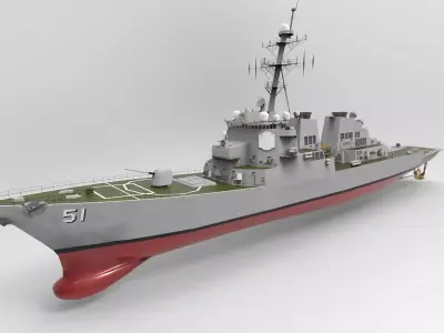 ddg51 Ship Arleigh Burke class destroyer  Low-poly 3D model