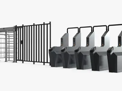 Urban Subway Entrance Control Gates Dirty 3D model