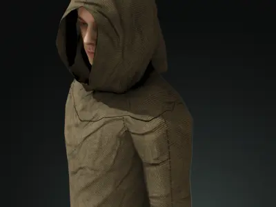 Monk civilian Low-poly 3D model