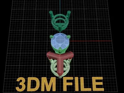 3 Prong Solitaire Earring Stud Basket 7mm 3D print model