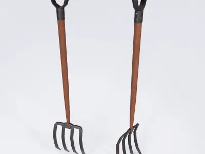 Long metal handle fork 3d model  3D model