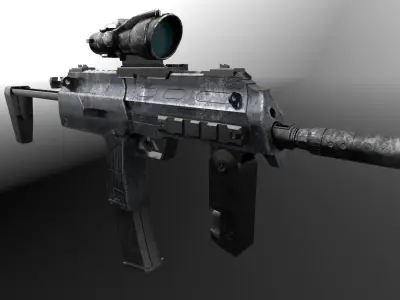 MP7 gun Low-poly 3D model