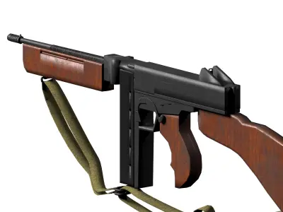 Thompson Sub Machine Gun m1a1 model 2 Low-poly 3D model