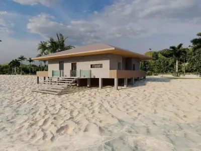 Beach Casa Scene-villa-modern house 3D model
