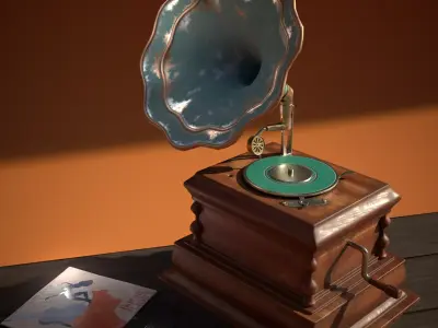 Vintage Gramophone - Game Ready PBR Asset Low-poly 3D model