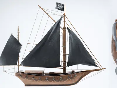 Old wooden ship 3D model