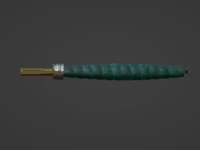 An axe with a green sheathed handle 3D model