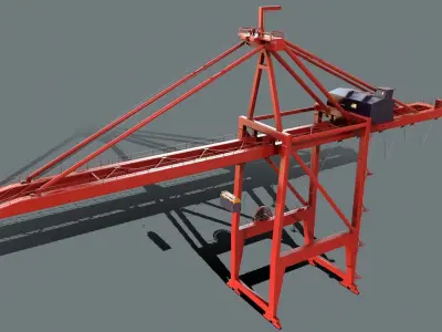 PBR Quayside Container Crane Version 1- Red Low-poly 3D model