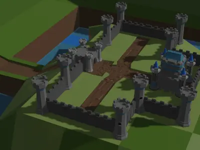 Low Poly 3D Medieval Castle  Low-poly 3D model
