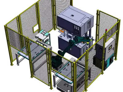 Aluminum mold shaping robot loading and unloading station 3D model