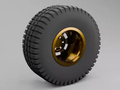 Stylized 4x4 Off-Road Tire and Rim Low-poly 3D model