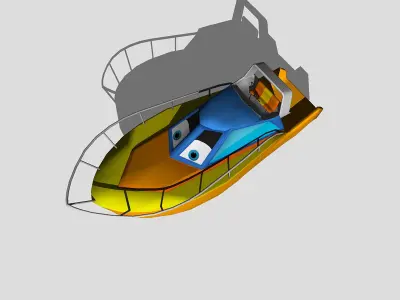 Speedboat cartoon boat Low-poly 3D model