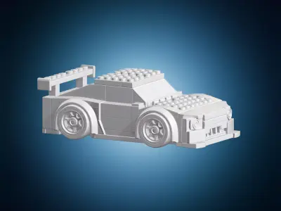 Brick Style Race Car 3D Print Model 3D print model