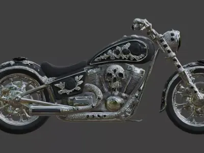Realistic Luxury Jeweled Santa Muerte Motorcycle Low-poly 3D model