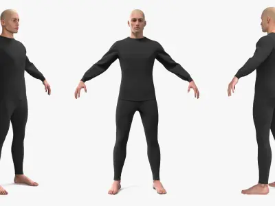  Black Slim Fit Undergarment Worn on Man 