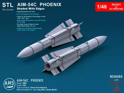 AIM-54C Phoenix - Scale 1-48 3D print model