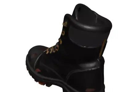 Realistic Scuffed Black Combat Boot Low-poly 3D model