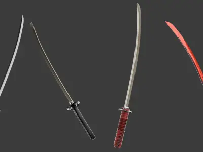 Katana Low-poly 3D model 11