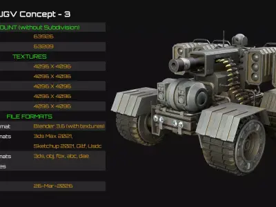 UGV Concept-3-Grey-Dirty Low-poly 3D model