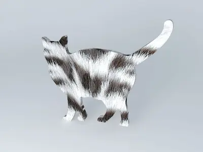 The Silver Fur Cat (2D Semi 3D) Free 3D model