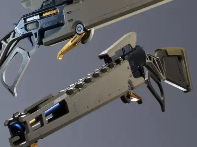 Lever Action Precision Rifle concepted by Renfei Luo Low-poly 3D model
