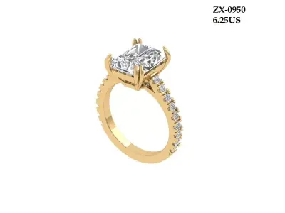 Emerald Radiant Ring 3D print model 8