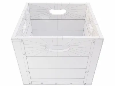 Wooden crate box  Low-poly 3D model