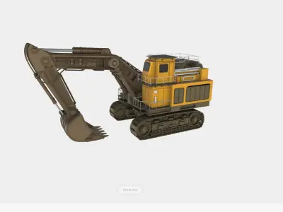 Historical Escavator Low-poly 3D model