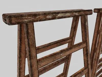 Hong Kong Dirt Wood Folding Ladder 3D model