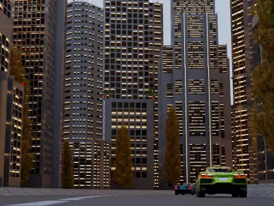 Autumn skyscrapers city showroom 3D model 3D model