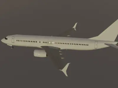 Boeing 737-800 Split Scimitars low poly 3D Model with cockpit Low-poly 3D model
