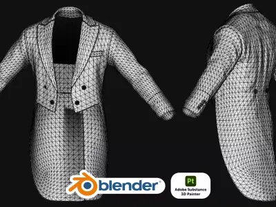 Open Formal Full Dress Tailcoat Low-poly 3D model
