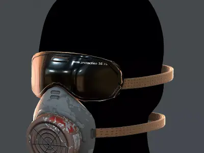 Gas mask helmet 3d model scifi Low-poly  Low-poly 3D model 13